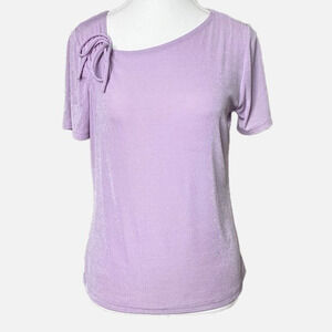 Jaclyn Smith Lavender Shimmer Short Sleeve Top‎